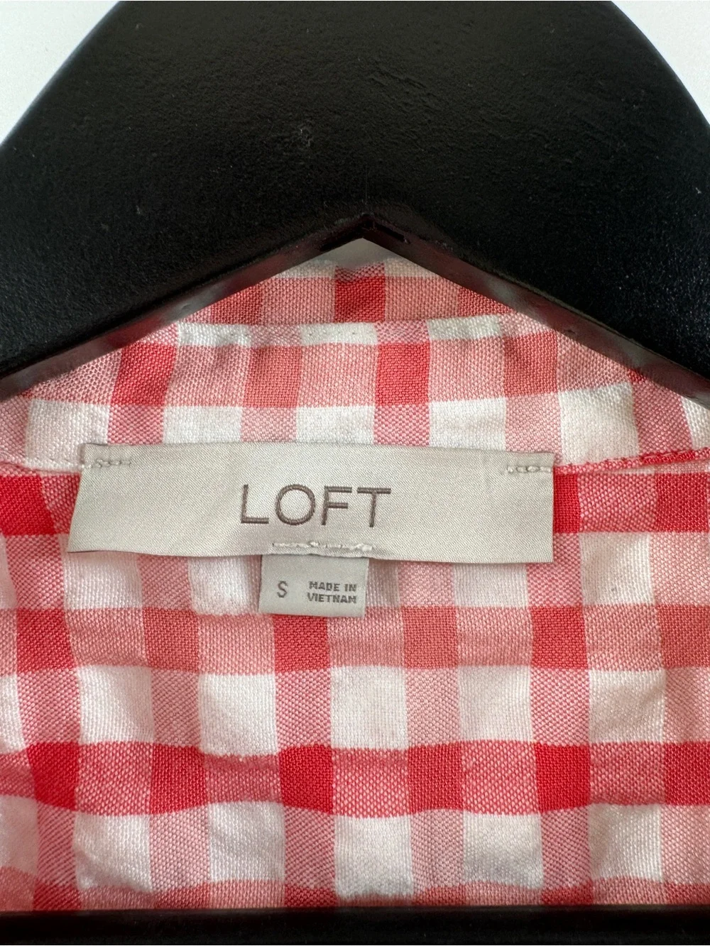 LOFT Red Gingham Button Down Top Women's Small Tie Front Blouse - Picture 5 of 9